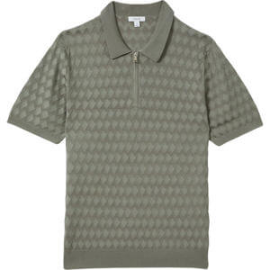 REISS RIZZO Half Zip Knitted Polo Shirt